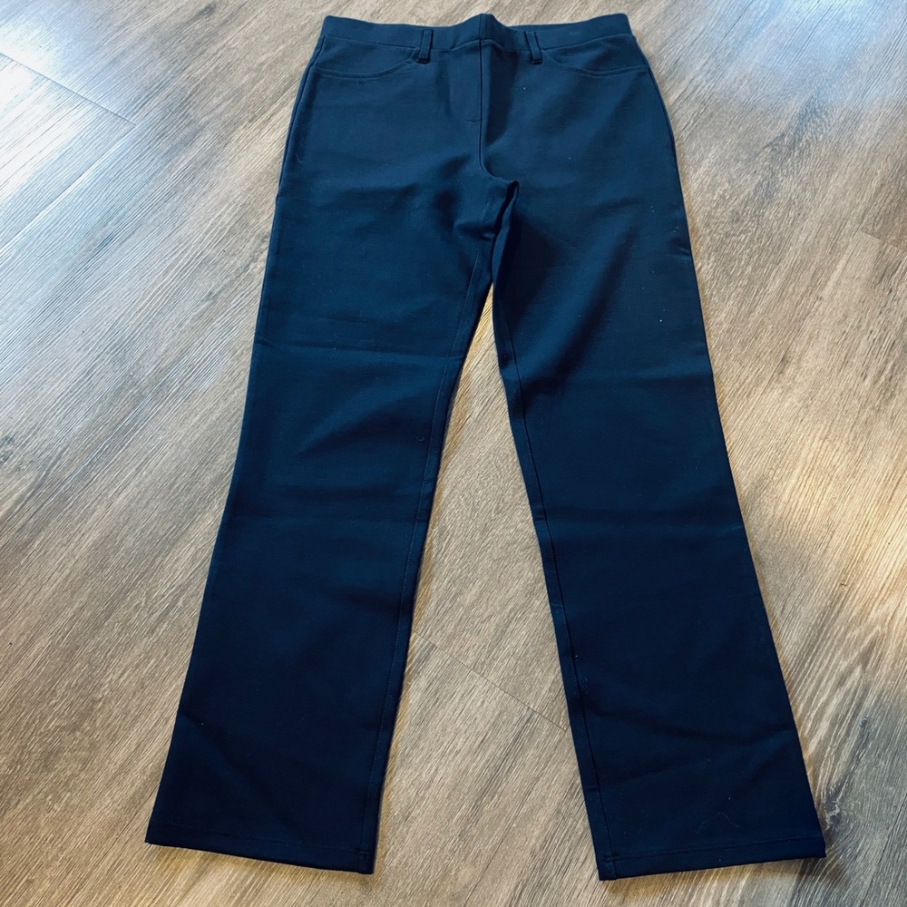 Quince Ultra-Stretch Ponte Straight Leg Pants Black Petite‎ Medium NWOT